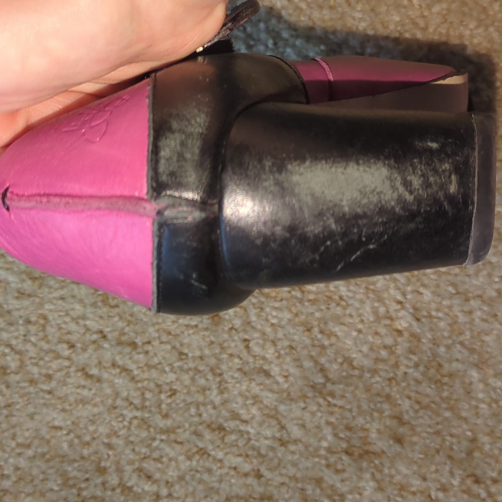 John Fleuvog Pink & Black Heels With Buckle Strap Size 7.5 - Picture 8 of 16